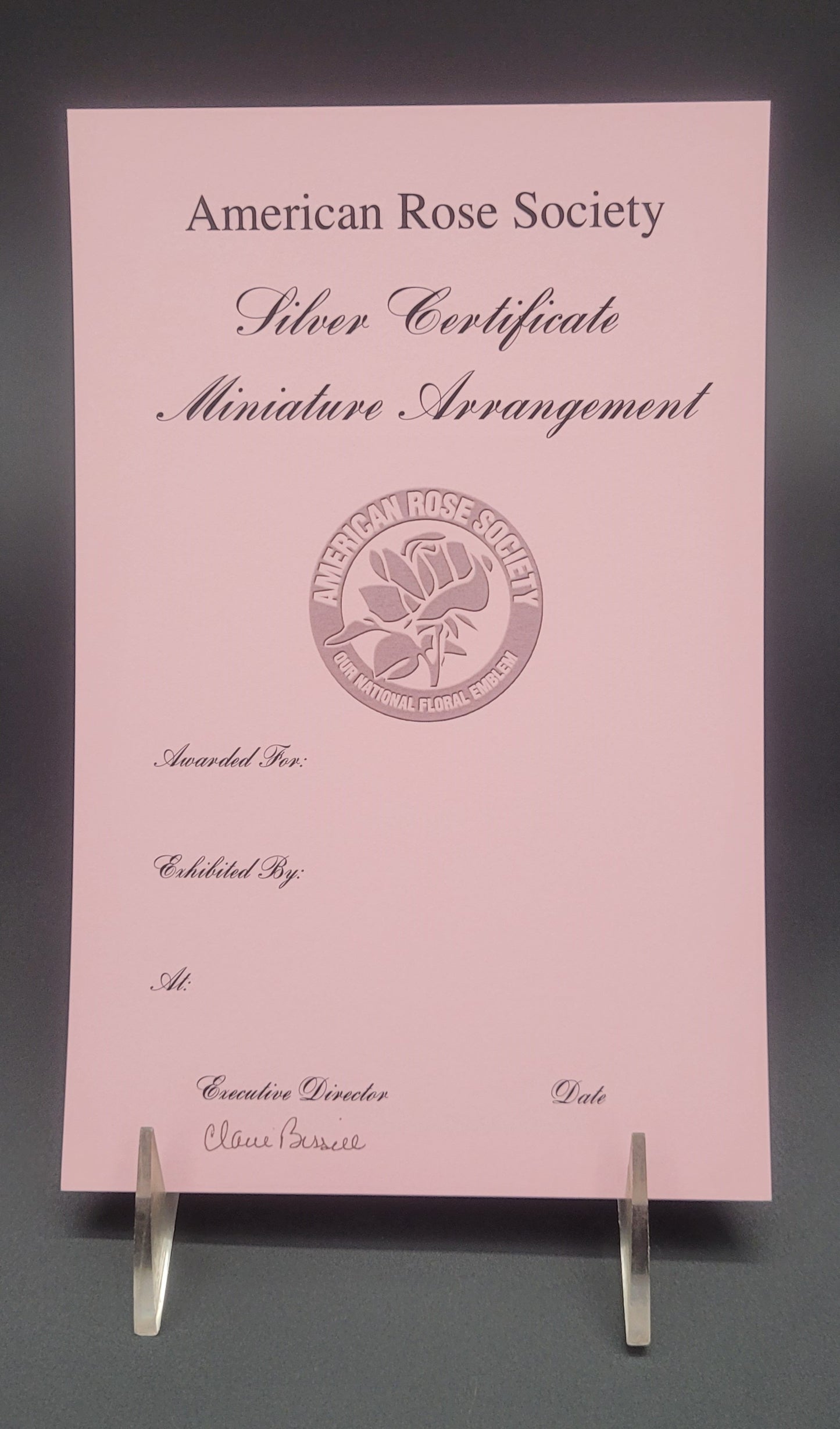 Certificate Arrangement Silver Miniature