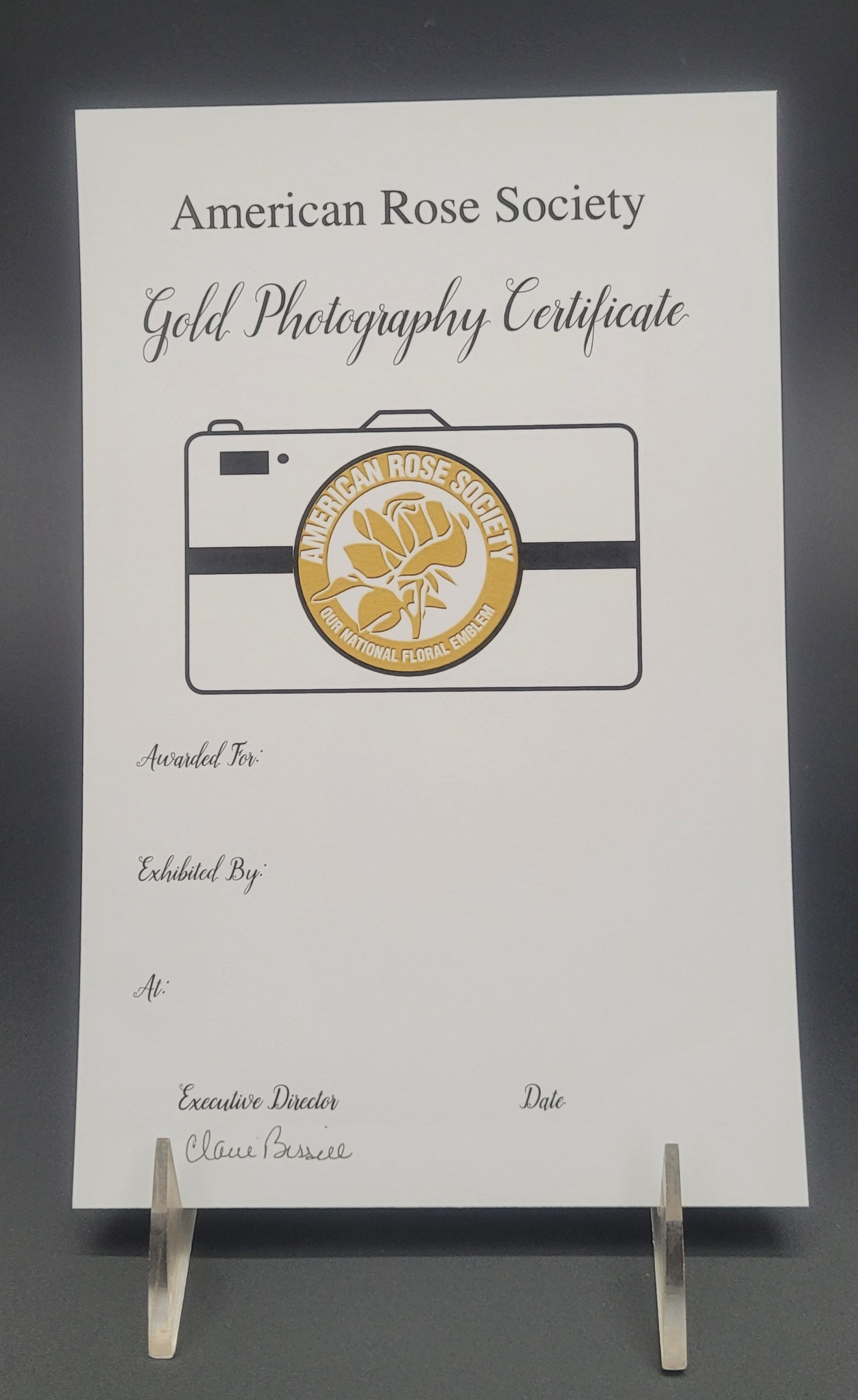 Certificate Photography- Gold