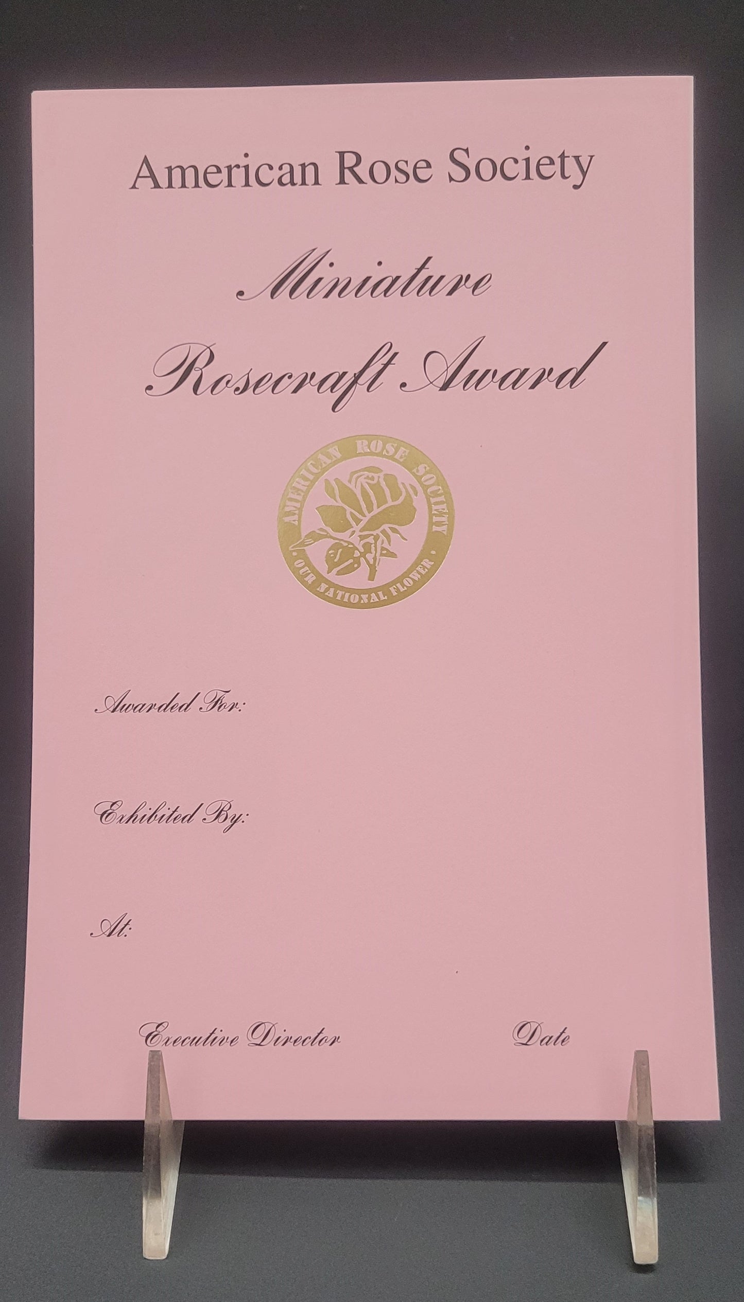 Certificate Rosecraft Miniature